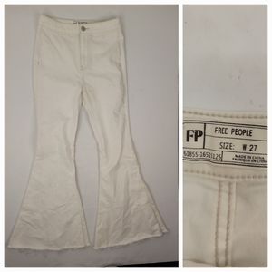 Free People Sz 27 Flare High Rise Jeans White Stretch